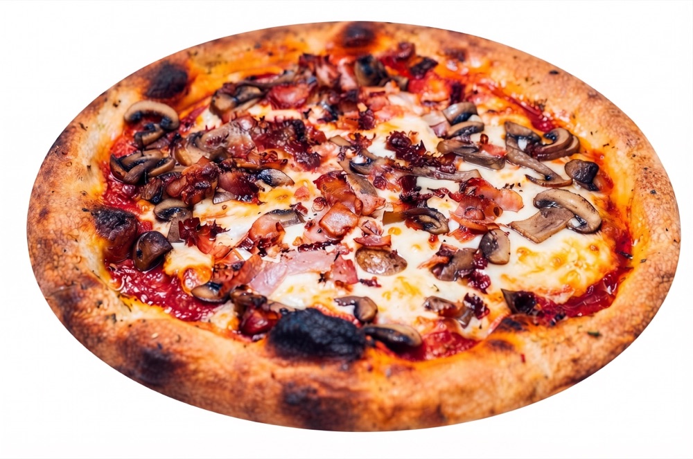 Pizza de champiñones y panceta ahumada de Pitsa!